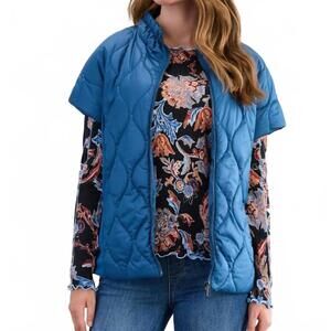 NEW FDJ short sleeve puffer jacket in indigo blue